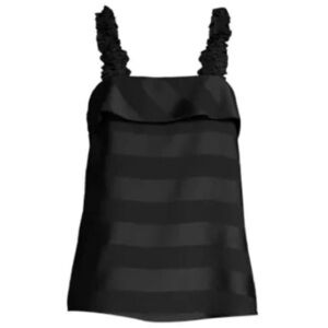 REBECCA VALLANCE Dolores Striped Satin Camisole Bias Straight Neck Ruffle Sz XS